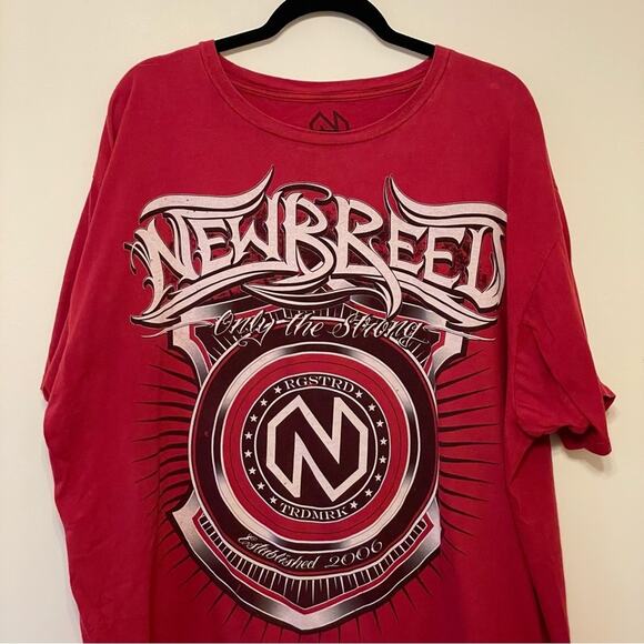 NEWBREED 2XL red cream biker short sleeve t-shirt casual punk motorcycle - Picture 2 of 8